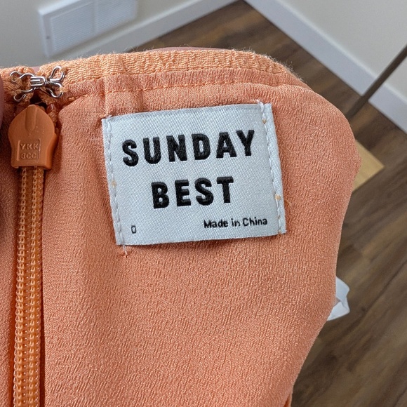 Sunday Best Tatiana Peach Orange Mini Skirt Slit Crepe Short Fitted Tight - Picture 3 of 7